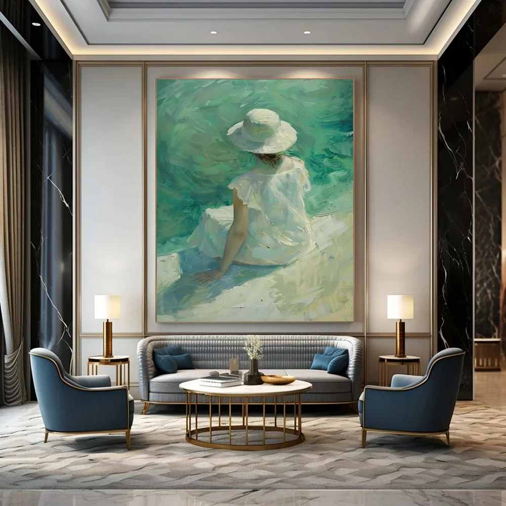 Bedroom Handmade Seaside Calming Wall Art JGWU5